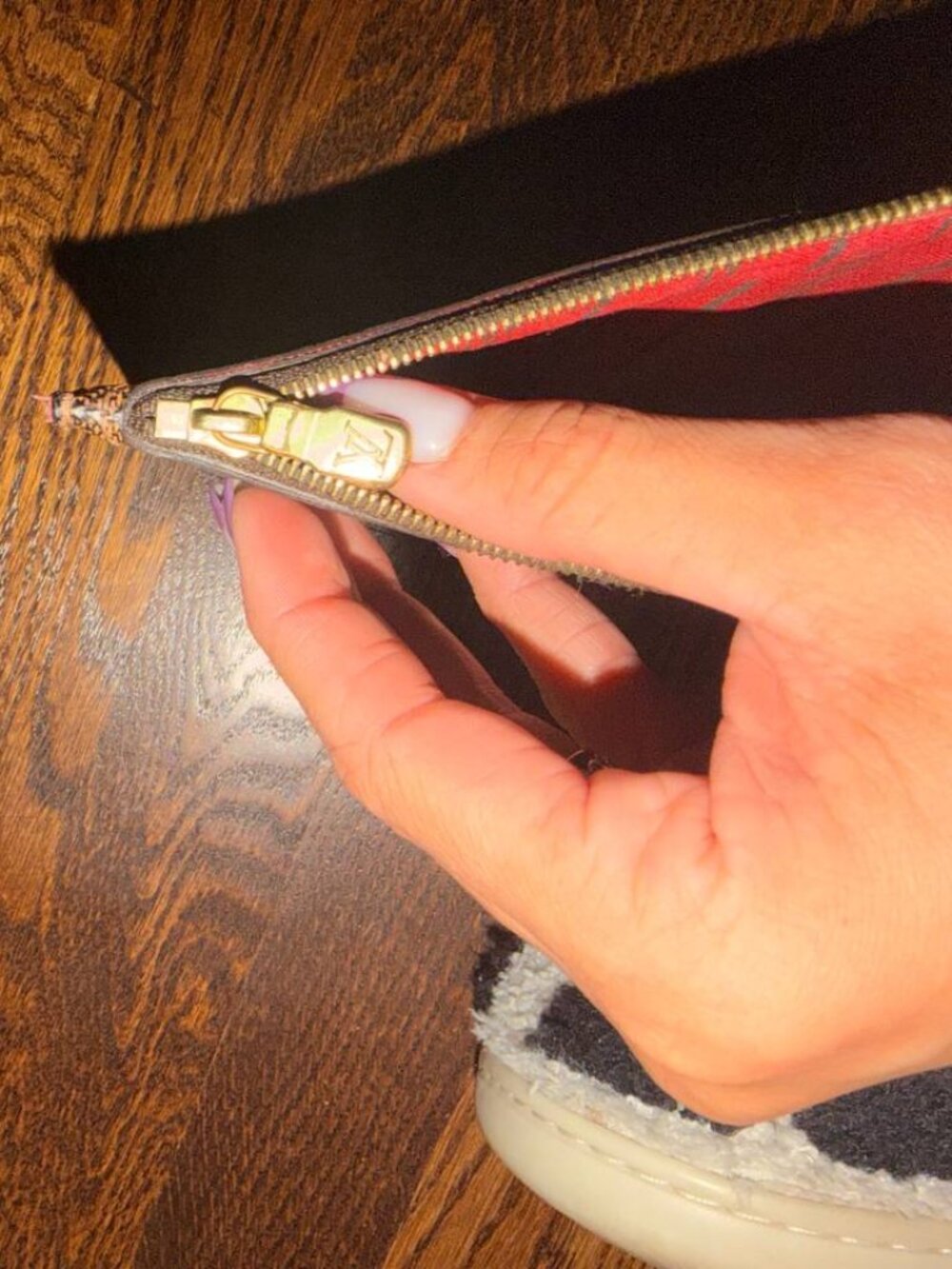 Louis Vuitton Damier Ebene Red Wristlet Clutch - Picture 4 of 6